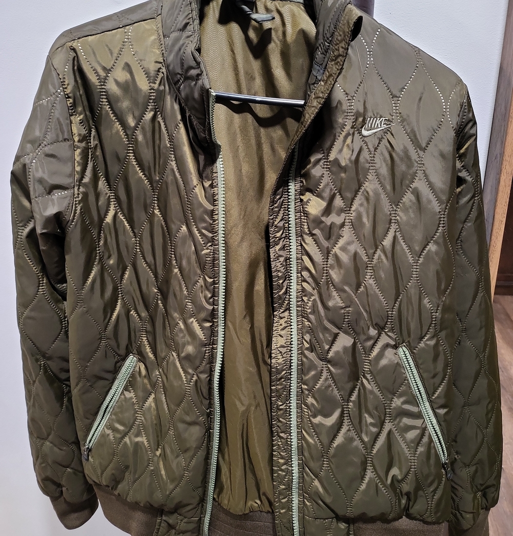 Nike Olive Green Quilted Bomber Jacket